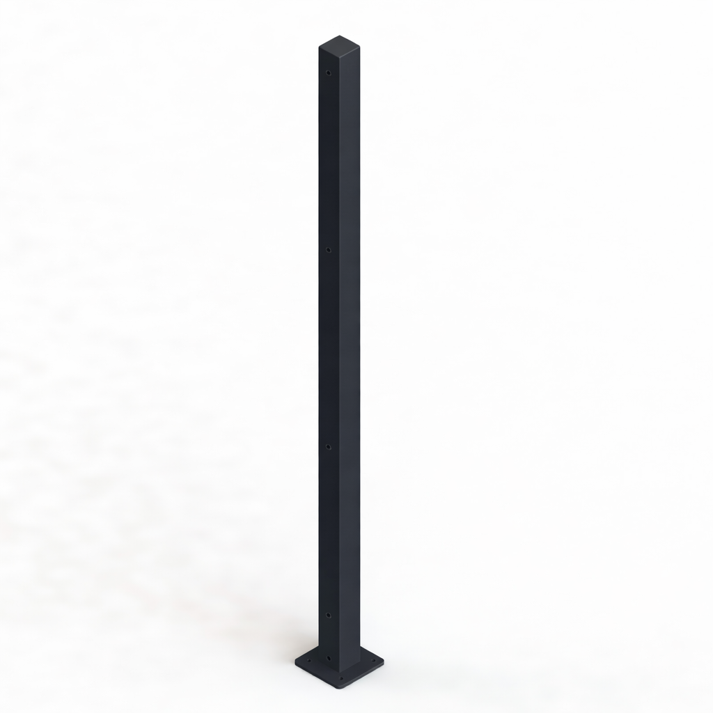 Säule Formrohr 60/60 mm für Doppelstab – mit Dübelplatte