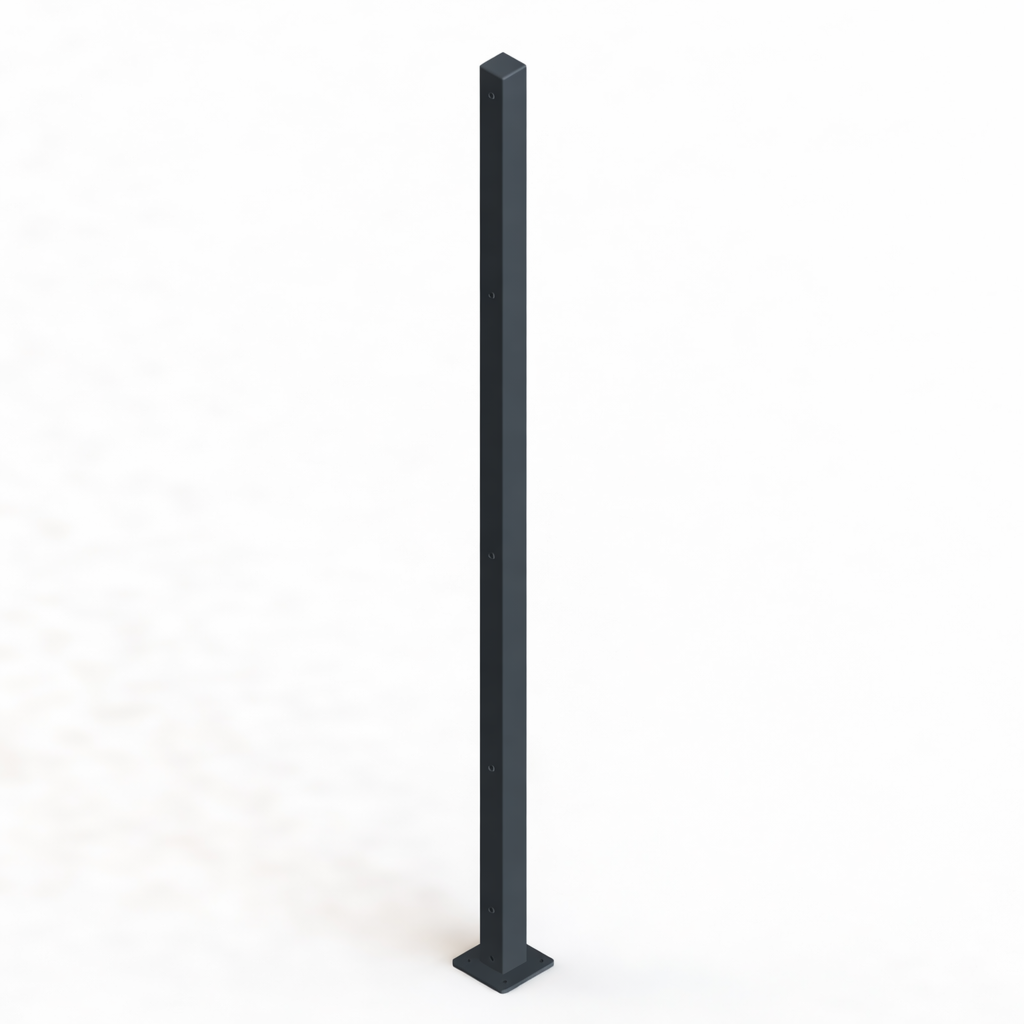 Säule Formrohr 60/60 mm für Doppelstab – mit Dübelplatte